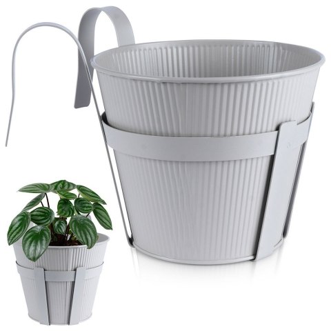Doniczka balkonowa metalowa szara mała 20 cm VILDE 339404