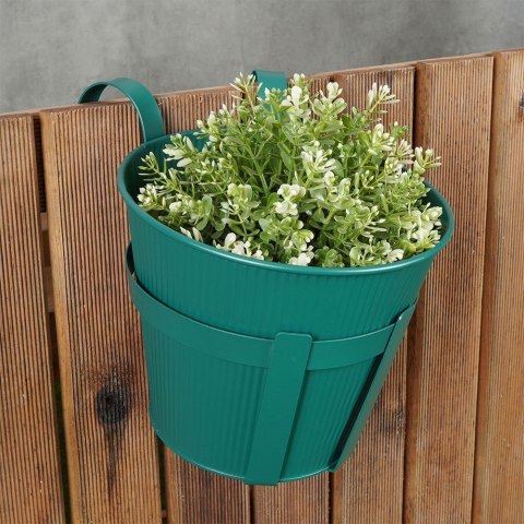 Doniczka balkonowa metalowa zielona 20 cm VILDE 339407