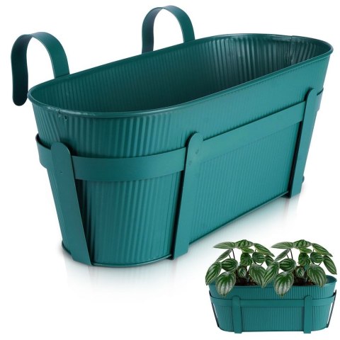 Doniczka balkonowa metalowa zielona 37,5 cm VILDE 339402