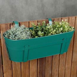 Doniczka balkonowa metalowa zielona podłużna duża 51,5 cm VILDE 339408