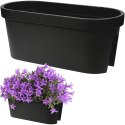 Doniczka balkonowa plastikowa czarna podłużna duża 59 cm VILDE 339156
