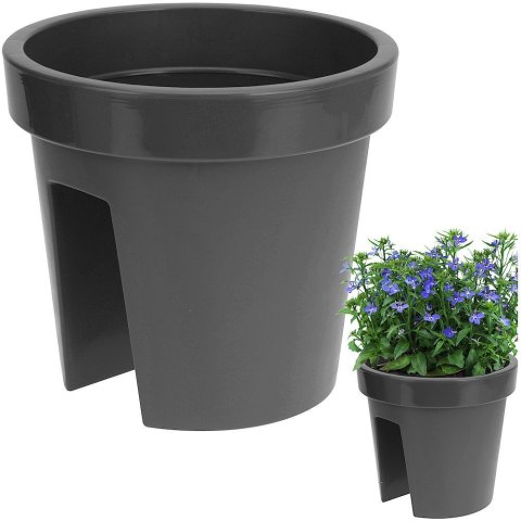Doniczka balkonowa plastikowa szara duża 28 cm VILDE 339157
