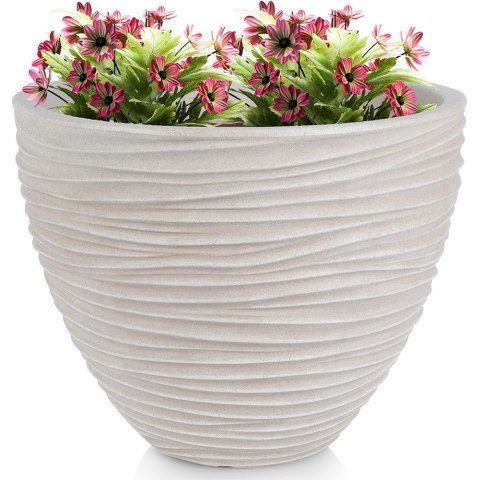Doniczka ogrodowa plastikowa beżowa okrągła 39x31 cm VILDE 339437