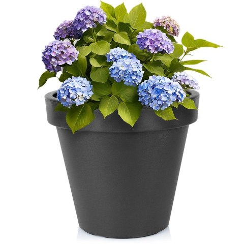 Doniczka ogrodowa plastikowa czarna okrągła 48 cm VILDE 339508-L