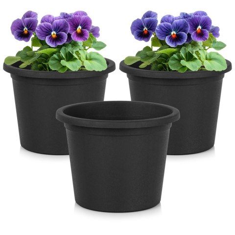 Doniczka ogrodowa plastikowa czarna okrągła mała 14,5 cm 3 szt. VILDE 339511
