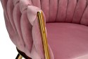 Krzesło welurowe plecione COFTON gold VELVET różowy
