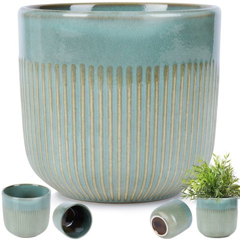 Doniczka porcelanowa donica zielona 11cm VILDE 569916