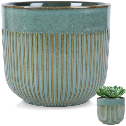 Doniczka porcelanowa donica zielona 14cm VILDE 569917