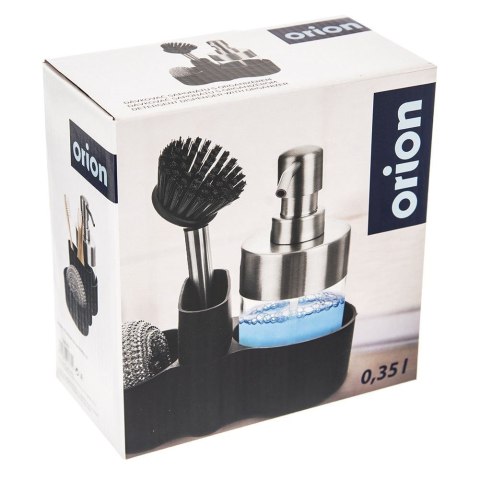 Dozownik do płynu do naczyń ze szczotką gąbką pojemnikiem czarny 350ml ORION 530787