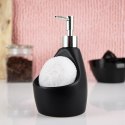 Dozownik płynu do naczyń z pojemnikiem na gąbkę ceramiczny czarny 360ml VILDE 530722