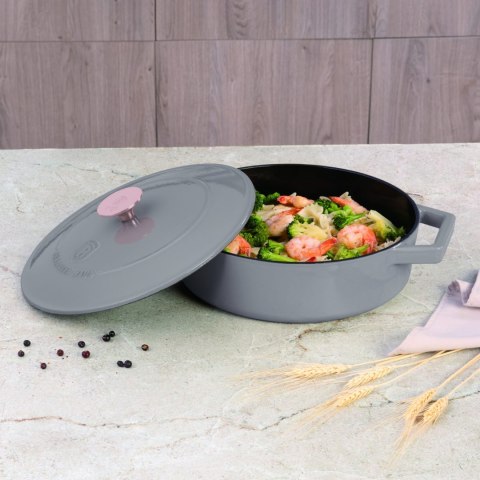 EMALIOWANY NISKI GARNEK ŻELIWNY 2.57L 26CM BERLINGER HAUS STRONG MOLD TAUPE BH-6527