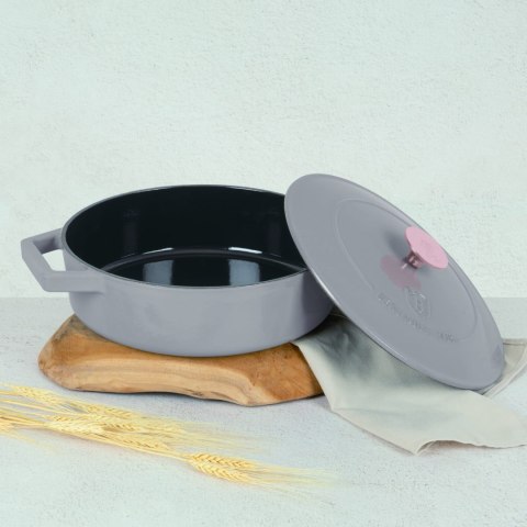 EMALIOWANY NISKI GARNEK ŻELIWNY 2.57L 26CM BERLINGER HAUS STRONG MOLD TAUPE BH-6527