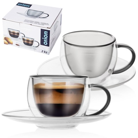Filiżanki termiczne ze spodkiem do kawy espresso DOUBLE 90ml 2 sztuki ORION 129493