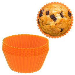 FOREMKI DO MUFFINEK NA BABECZKI MUFFINKI PAPILOTKI SILIKONOWE POMARAŃCZOWE 6 SZTUK 5.5CM ORION 151741