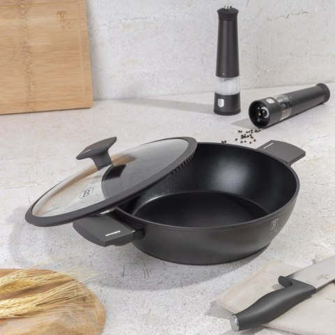 GARNEK NISKI TYTANOWY Z POKRYWKĄ 28CM 3.8L BERLINGER HAUS ANTRACIT BH-8128