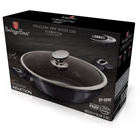 GARNEK NISKI Z POWŁ. GRANITOWĄ 3.8L 28cm BERLINGER HAUS METALLIC LINE Carbon Pro BH-6898