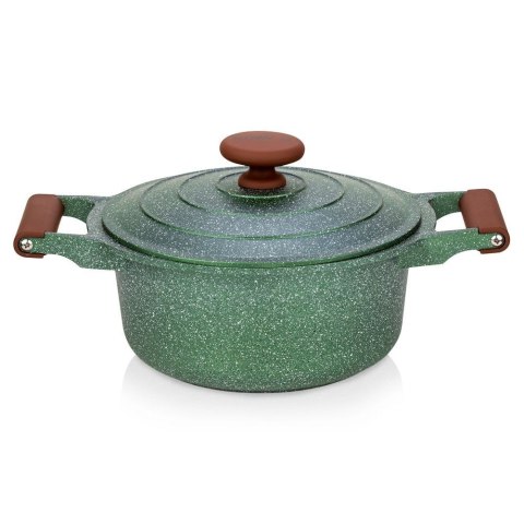 Garnek granitowy nieprzywierający na indukcję gaz z pokrywką OMEGA 20 cm 2.6L NAVA 10-255-030