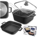 Garnek granitowy z pokrywką patelnią grillową koszykiem GRANDE 2+4L ORION 127036