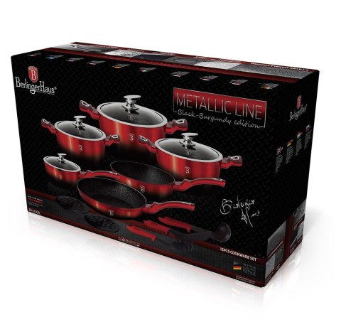 GARNKI BERLINGER HAUS METALLIC BLACK BURGUNDY LINE 15 ELE BH-1632-N