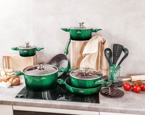 GARNKI z POWŁOKĄ GRANITOWĄ 15 ELE. ZILNER EMERALD NOIR ZL-8521