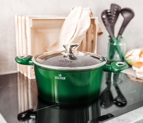 GARNKI z POWŁOKĄ GRANITOWĄ 15 ELE. ZILNER EMERALD NOIR ZL-8521