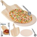 KAMIEŃ DO PIECZENIA PIZZY SZAMOTOWY Z ŁOPATĄ I NOŻEM 3 ELEMENTY VILDE 279072