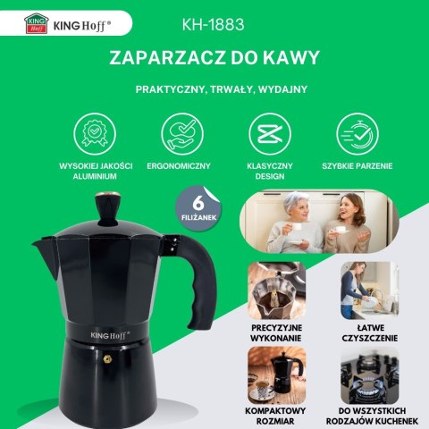 KAWIARKA ESPRESSO KAFETERKA CIŚNIENIOWA KINGHOFF 300ML / 6 FILIŻANEK KH-1883