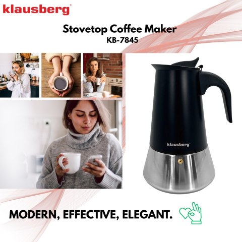 KAWIARKA ESPRESSO KAFETERKA CIŚNIENIOWA KLAUSBERG 300ML (6 FILIŻANKI) KB-7845