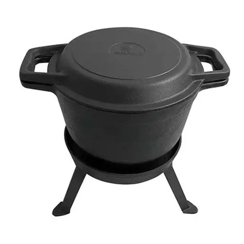 KOCIOŁEK ŻELIWNY MYŚLIWSKI 10L Z PATELNIĄ GRILL 2 W 1 KINGHOFF KH-1734