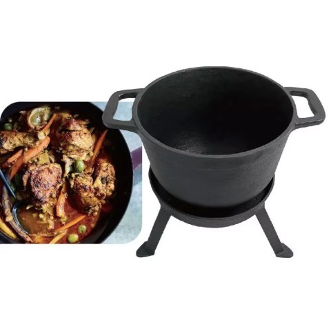 KOCIOŁEK ŻELIWNY MYŚLIWSKI 10L Z PATELNIĄ GRILL 2 W 1 KINGHOFF KH-1734