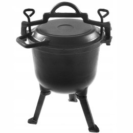 KOCIOŁEK ŻELIWNY MYŚLIWSKI 8L EMALIOWANY Z PATELNIĄ GRILLOWĄ ROSSNER MK-204