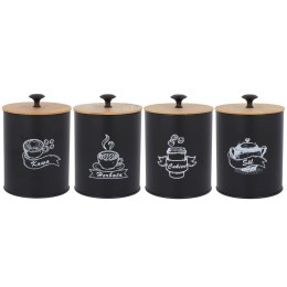KOMPLET 4 POJEMNIKÓW KAWA HERBATA CUKIER SÓL 15X11CM BRUNBESTE BB-2687 (NAPISY PL)