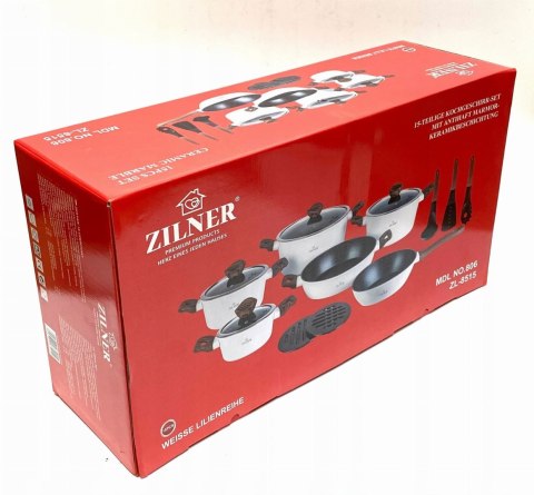KOMPLET GARNKÓW z POWŁOKĄ MARMUROWĄ 15 EL. ZILNER WHITE LILLY ZL-8592