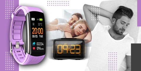 Smartwatch GIEWONT Czarno Jasnofioletowy 2 Paski GW200-8