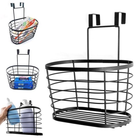 KOSZYK ZAWIESZANY NA DRZWI SZAFKI METALOWY CZARNY 26,5X23,5X30,5 CM VILDE 229004