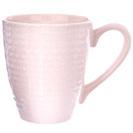 Kubek ceramiczny do kawy herbaty różowy RELIEF duży 390 ml ORION 128834