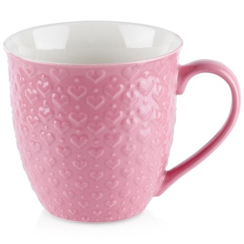 Kubek ceramiczny do kawy herbaty serca duży 580 ml różowy ORION 128847