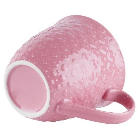 Kubek ceramiczny do kawy herbaty serca duży 580 ml różowy ORION 128847