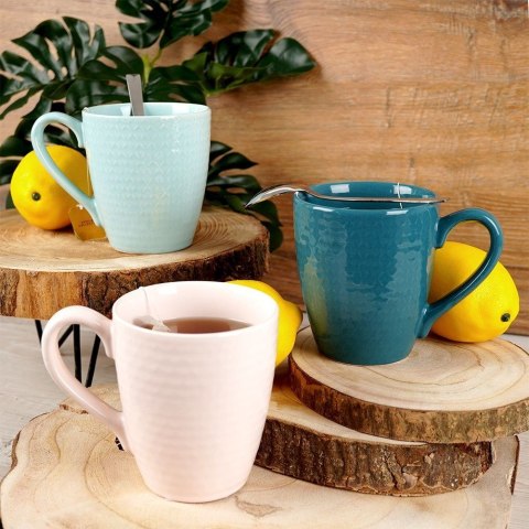 Kubek ceramiczny do kawy herbaty zielony RELIEF duży 390 ml ORION 128833