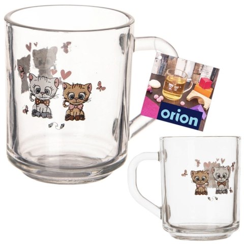 Kubek szklany z uchem do herbaty soku lemoniady kakao KOTEK 230 ml ORION 129460