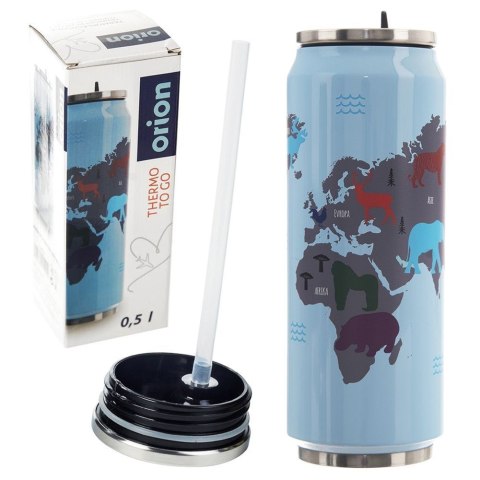 Kubek termiczny PUSZKA ze słomką ustnikiem do szkoły świat 500 ml ORION 128515