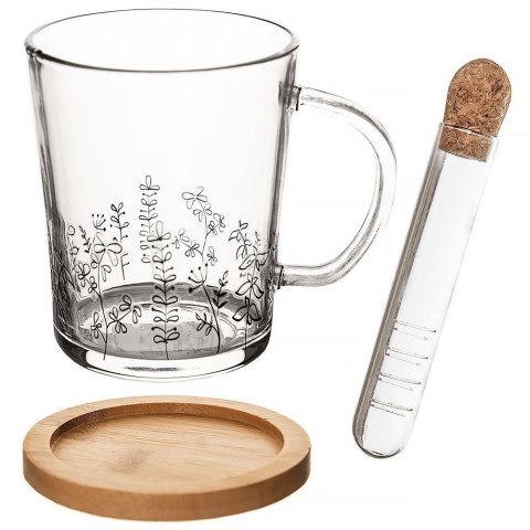 Kubek z zaparzaczem do herbaty szklany LOUKA 400 ml 3 elementy ORION 128885