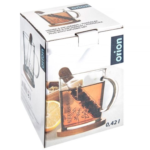 Kubek z zaparzaczem do herbaty szklany LOUKA 400 ml 3 elementy ORION 128885