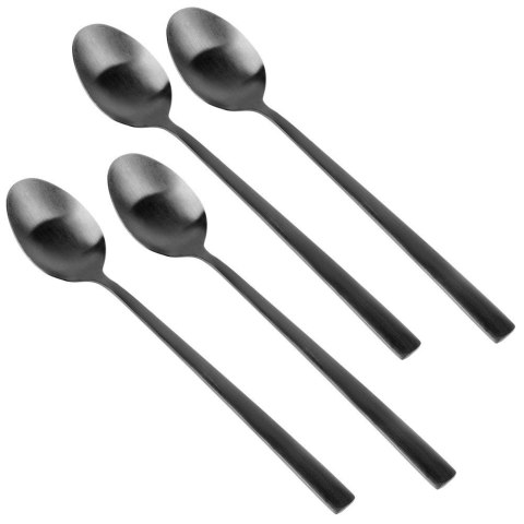ŁYŻECZKI KOKTAJLOWE DESEROWE DŁUGIE DO DRINKÓW SZTUĆCE CZARNE SATYNOWE 4-ELE EXCELLENT HOUSEWARE 139772