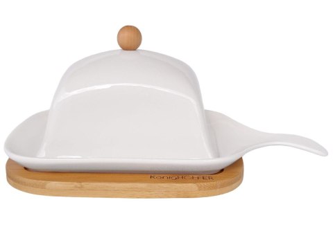MASELNICZKA PORCELANOWA Z DREWNIANĄ PODSTAWĄ KONIGHOFFER KG-0616