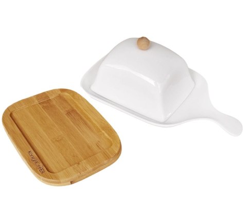 MASELNICZKA PORCELANOWA Z DREWNIANĄ PODSTAWĄ KONIGHOFFER KG-0616