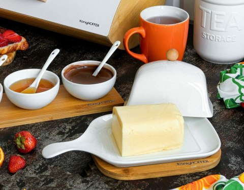 MASELNICZKA PORCELANOWA Z DREWNIANĄ PODSTAWĄ KONIGHOFFER KG-0616