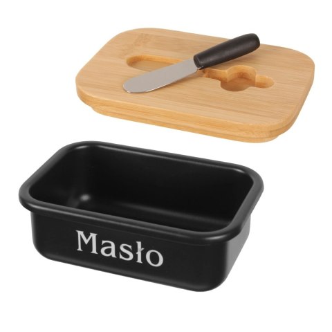 Maselniczka stalowa z nożem do masła czarna BUTTER BRUNBESTE BB-2761-B