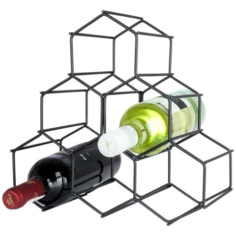 Metalowy stojak na wino butelki wina czarny do 6 butelek 29.5x28.5cm VILDE 229059