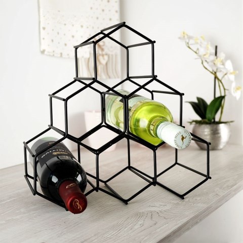 Metalowy stojak na wino butelki wina czarny do 6 butelek 29.5x28.5cm VILDE 229059